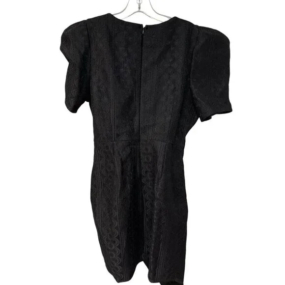 NEW Fashion Nova Here to Stay Dress Black Puffy Sleeve Front Knot Size Large - Picture 6 of 7